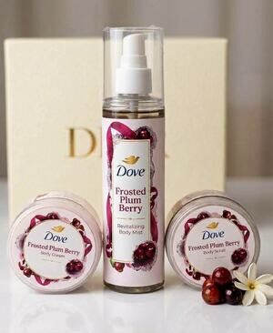 Dove Frosted Plum Berry Limited Edition Body Mist & Body Scrub Bundle  - NEW